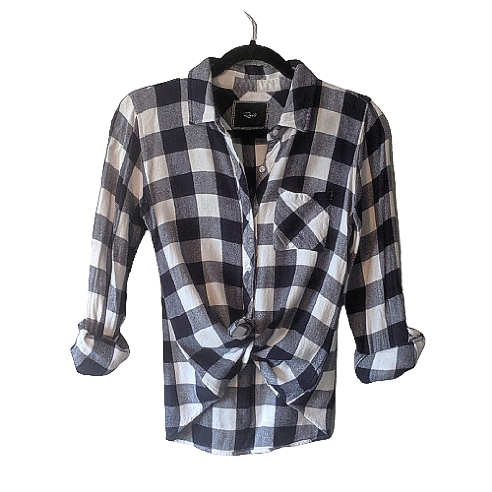 Rails blue and white Buffalo check button up shirt